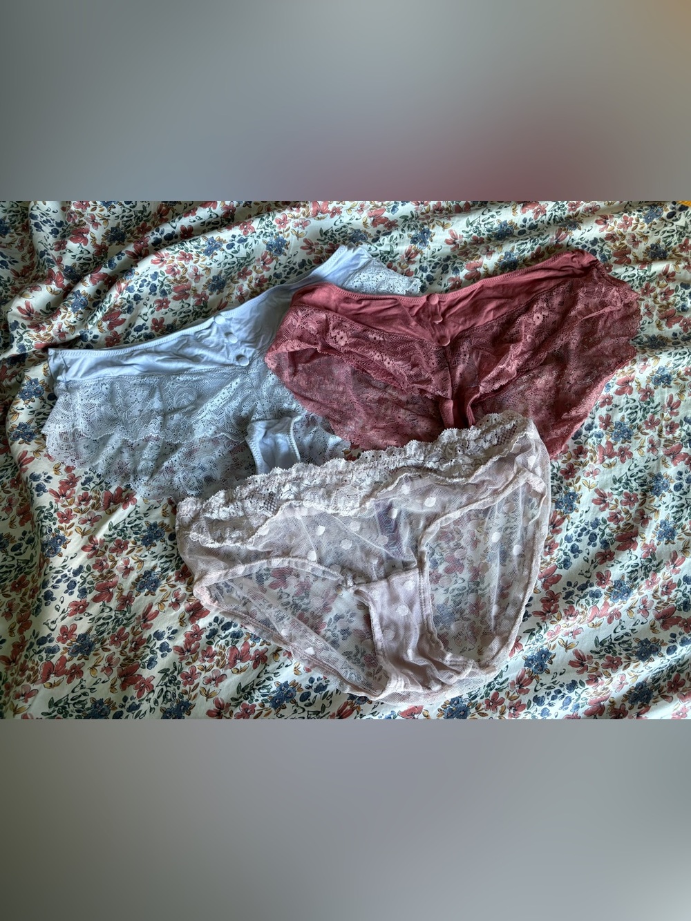 Adore Me Lace Bikini Panty Trio - Dusty Rose, Blush & Light Blue